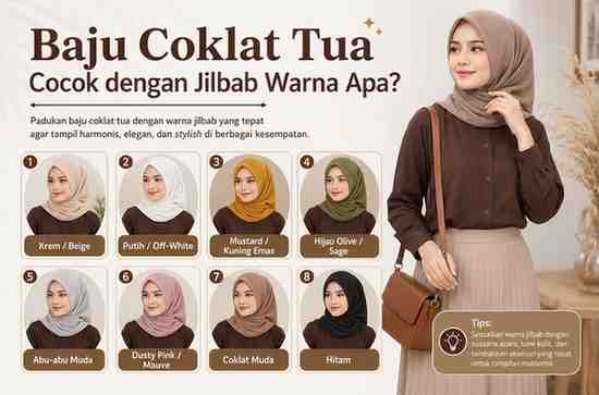 Baju Coklat Tua Cocok dengan Jilbab Warna Apa