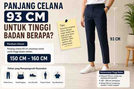 Panjang Celana 93 Cm untuk Tinggi Badan Berapa
