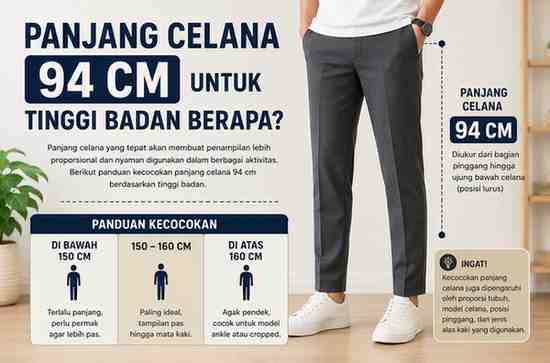 Panjang Celana 94 Cm untuk Tinggi Badan Berapa