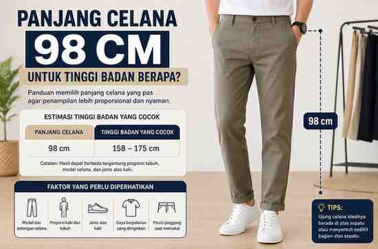 Panjang Celana 98 Cm untuk Tinggi Badan Berapa