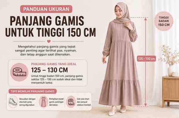 Panjang Gamis untuk Tinggi 150 cm