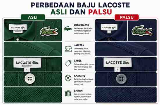 Perbedaan Baju Lacoste Asli dan Palsu