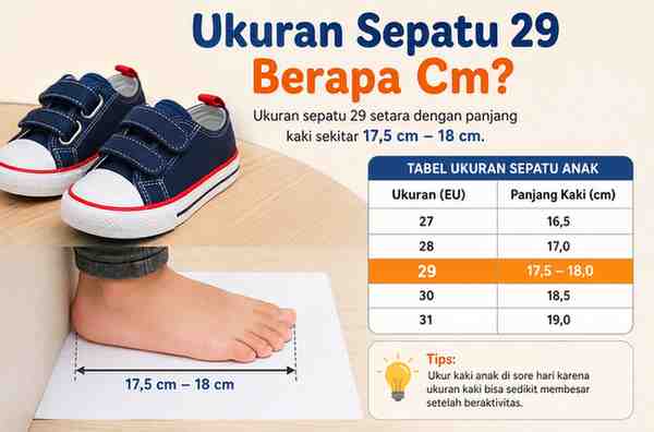 Ukuran Sepatu 29 Berapa Cm