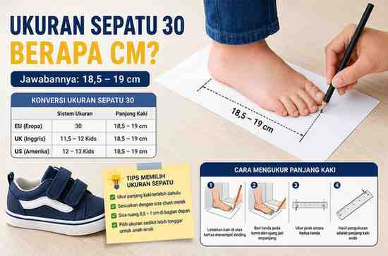 Ukuran Sepatu 30 Berapa Cm
