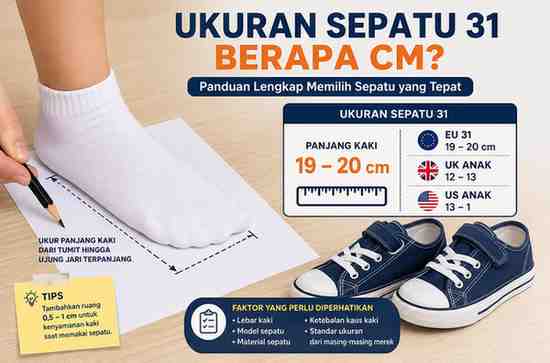 Ukuran Sepatu 31 Berapa CM Ini Panjang Kaki yang Sesuai
