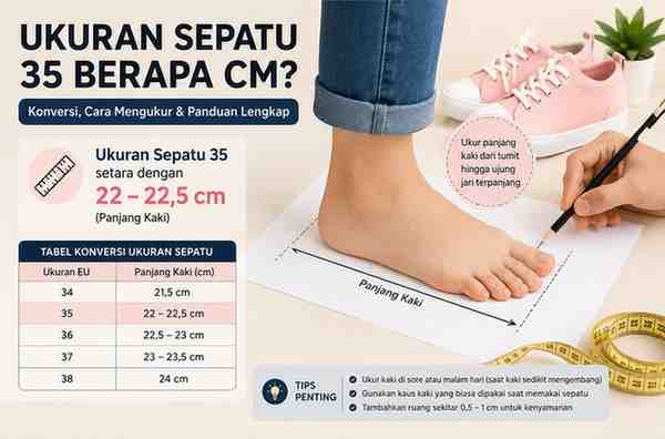 Ukuran Sepatu 35 Berapa Cm