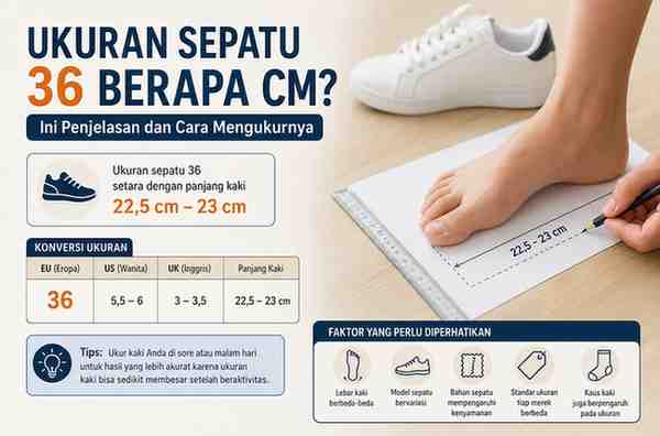 Ukuran Sepatu 36 Berapa Cm