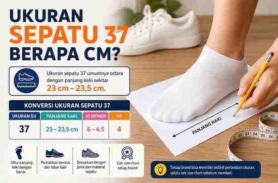 Ukuran Sepatu 37 Berapa Cm