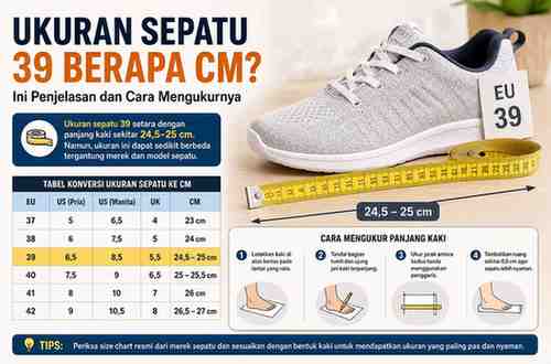 Ukuran Sepatu 39 Berapa Cm Ini Penjelasan dan Cara Mengukurnya