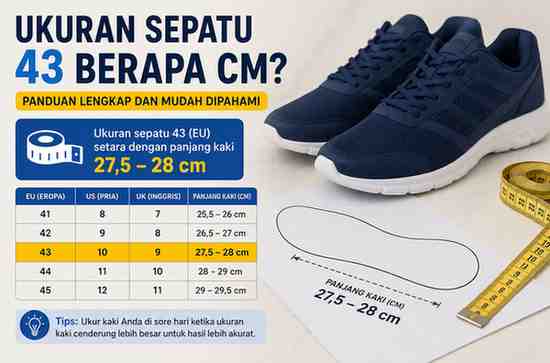 Ukuran Sepatu 43 Berapa Cm