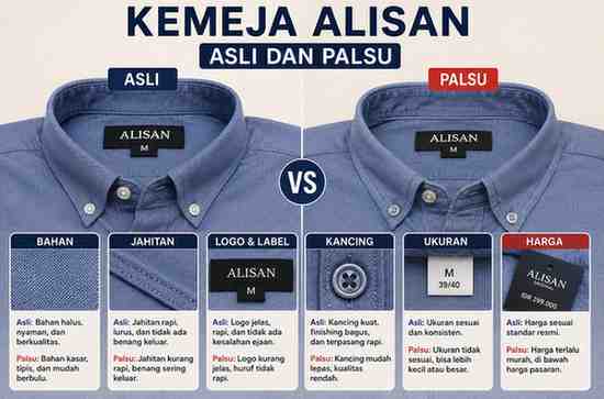 Ciri Ciri Kemeja Alisan Asli dan Palsu
