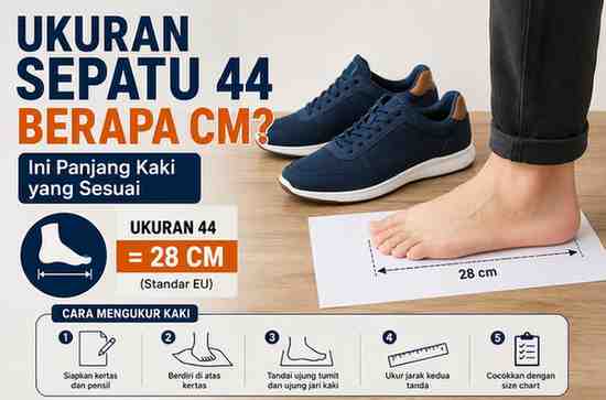 Ukuran Sepatu 44 Berapa cm Ini Panjang Kaki yang Sesuai
