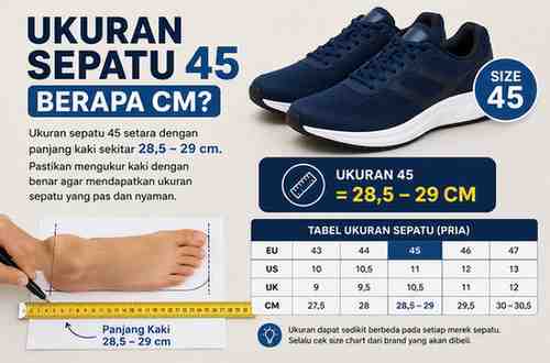 Ukuran Sepatu 45 Berapa Cm